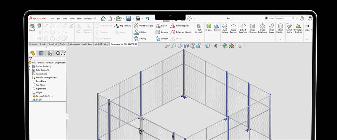 Projekt wygrodzenia bezpieczeństwa REM-MET w programie SolidWorks.
